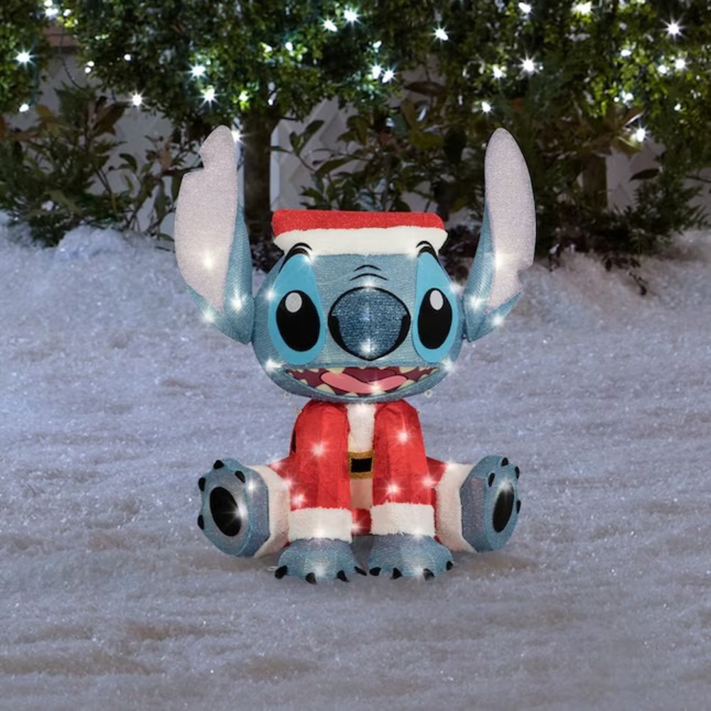 28 Inch Disney Stitch with Santa Hat LED Sitting Christmas Yard Decoration